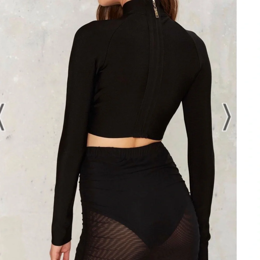 Super Sexy Bossa Black Medium Catania Bandage Crop Top with Cut Outs - Picture 2 of 9